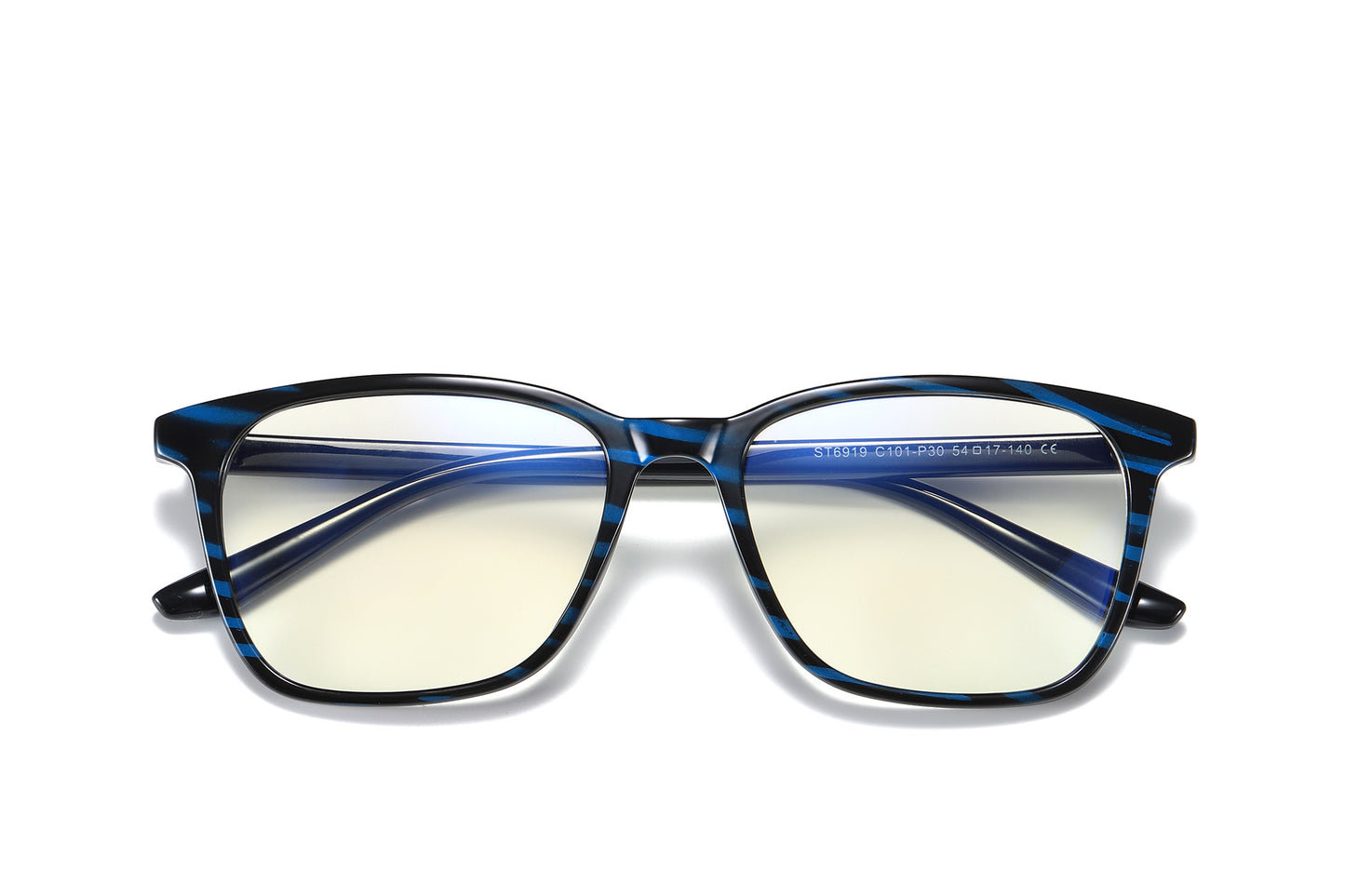 BproAB - Blue Light Blocking Glasses - Blue Accent Black Frame-Facing