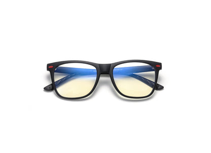 Bprotectedstore Tut Black Frame with Red Accents Kids Blue Light Blocking Glasses-Facing