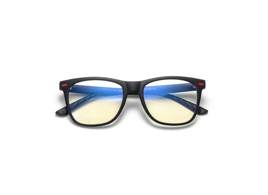 Bprotectedstore Tut Black Frame with Red Accents Kids Blue Light Blocking Glasses-Facing